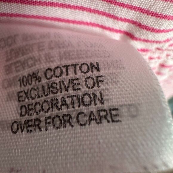 Le Tigre Womens Large Button Down Long Sleeve Shirt Pink Pinstripe Blouse - Picture 4 of 5